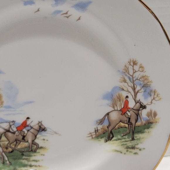 Equestrian bone china 6 1/2 " Duchess England desert plates Fox Hunt Horses - Picture 4 of 10